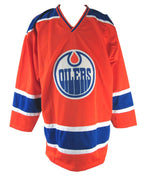 Grant Fuhr HOF Signed/Inscribed Oilers Red Custom Hockey Jersey JSA 161105