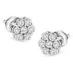 14K White Gold 1/2 cttw Round-Cut Diamond Floral Stud Earrings (I-J Color, SI2-I1 Clarity)