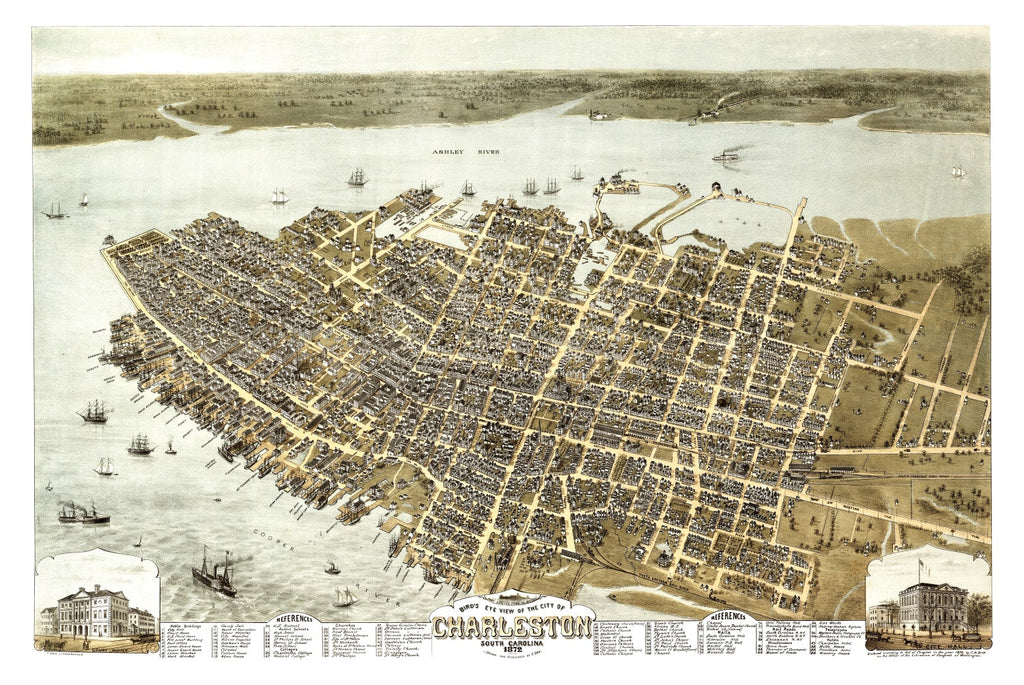 Vintage Map of Charleston, South Carolina 1872