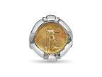 Fancy Solid White/Yellow/Rose Gold Handmade Coin Ring , 1/10oz Coin ,