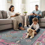 Green Pink Oushak Washable Rug