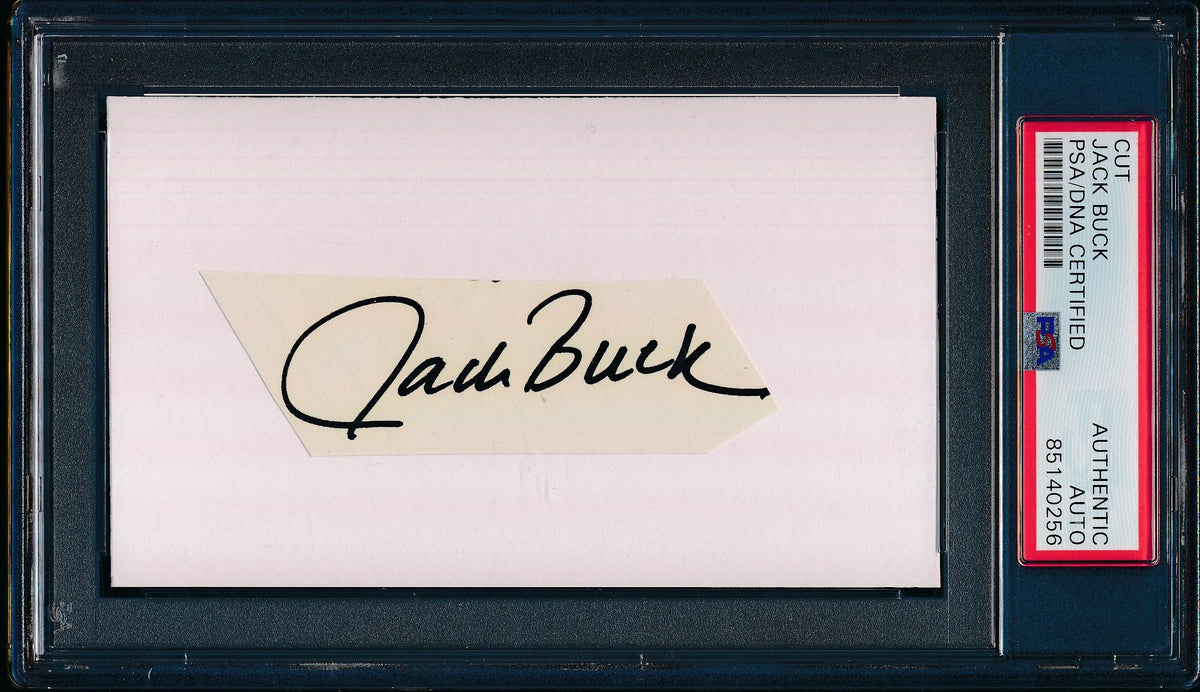 Jack Buck HOF Signed Cut on 3x5 Index Card Sportscaster Cardinals PSA/DNA 186497