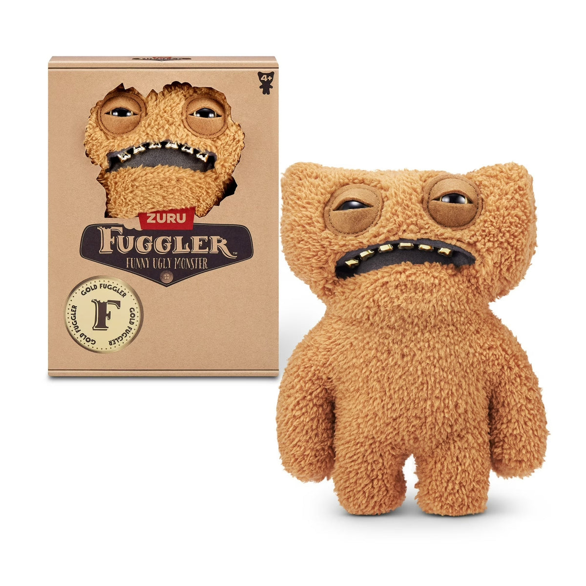 Zuru Fuggler Gold Fuggs Gnawing Terror Brown Funny Ugly Monster Plush Toy 9 Inch