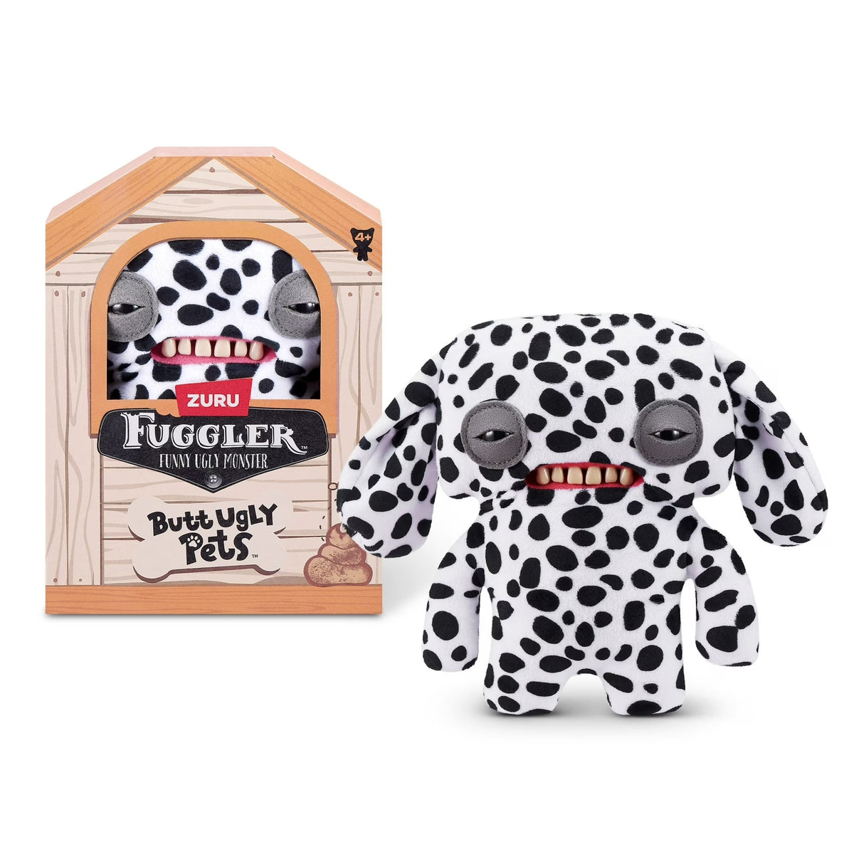 Zuru Fuggler Butt Ugly Pets Annoyed Alien Dalmatian White Funny Ugly Monster Plush Toy 9 Inch