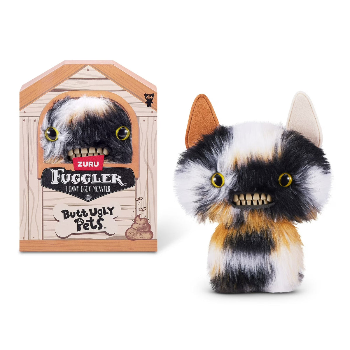 Zuru Fuggler Butt Ugly Pets Cheezee Calico Cat  Black Funny Ugly Monster Plush Toy 9 Inch