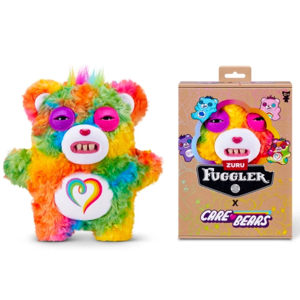 Zuru Fuggler Care Bears Togetherness Bear Rainbow Funny Ugly Monster Plush Toy 9 Inch