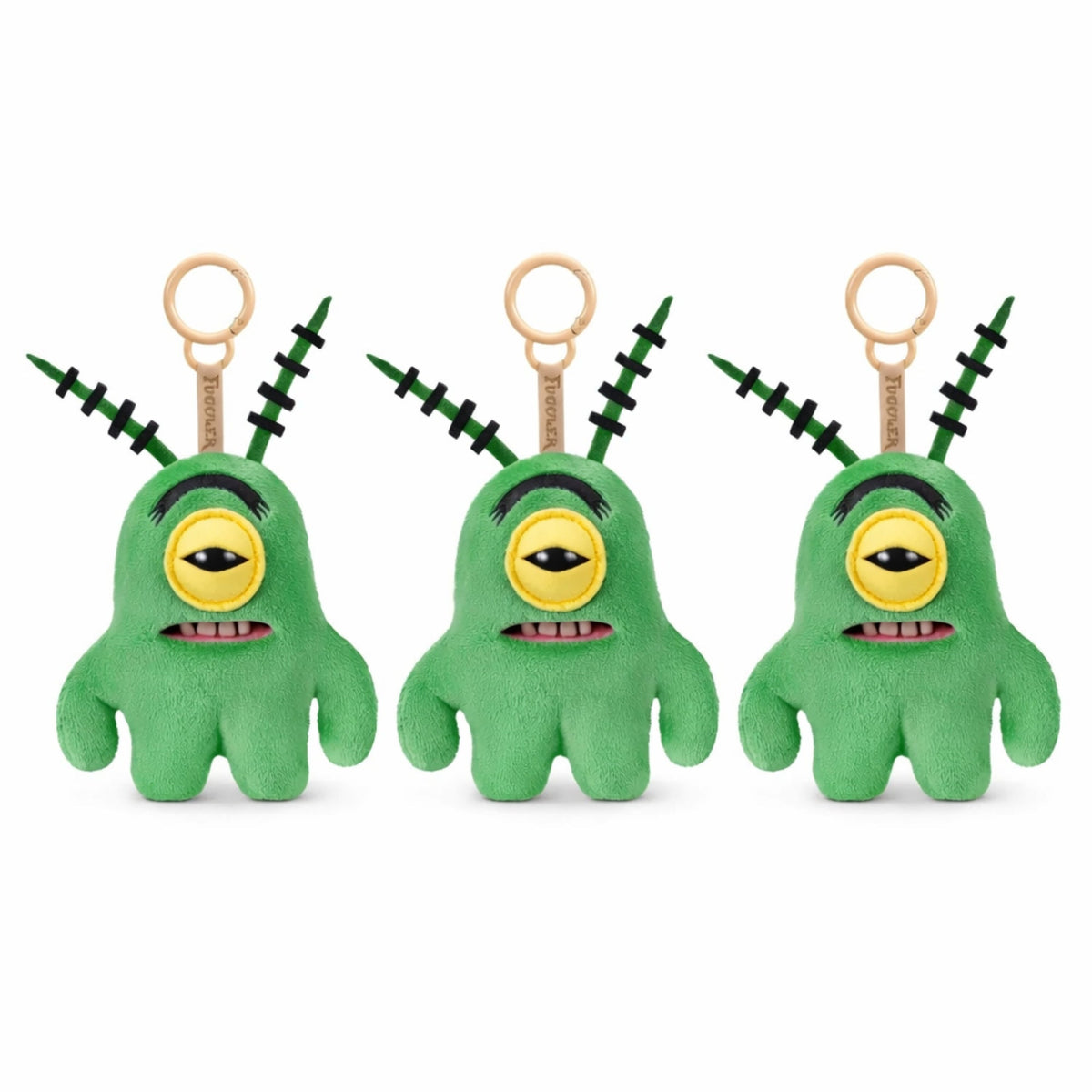 Pack of 3 Zuru Fuggler SpongeBob Plankton 5 Inch Keyring Plush Funny Ugly Monster