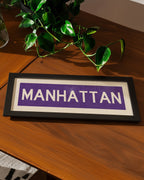 Framed Manhattan Purple Bus Scroll