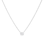 14K White Gold 1/2 Cttw Lab Grown Oval Shape Solitaire Diamond East West 18" Pendant Necklace (E-F Color, VS1-VS2 Clarity)