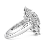 Sterling Silver 2.0 Cttw Diamond Oval Halo Cocktail Ring