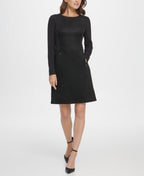 Dkny Long Sleeve Suede Shift