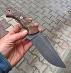 Hunting Knife 1075 Carbon Steel and Walnut Wood Handle - Blacksmith Made Camping Knife - Tactical Knife - Survival Knife with Sheath