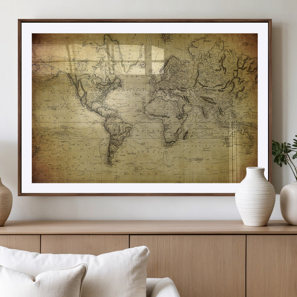 Push Pin World Map Canvas Print | Travel Tracker Wall Art