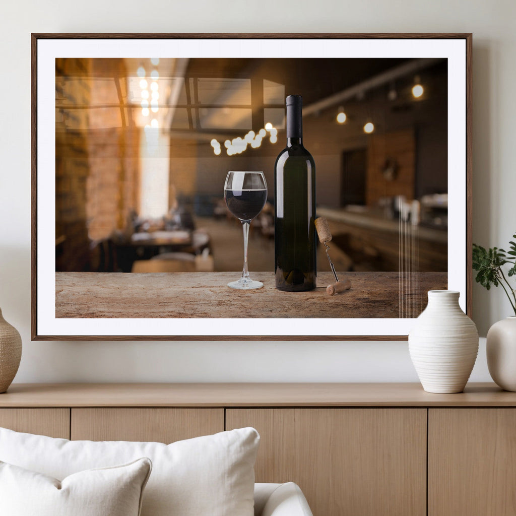 Wine and Bottle Wall Art Canvas Print