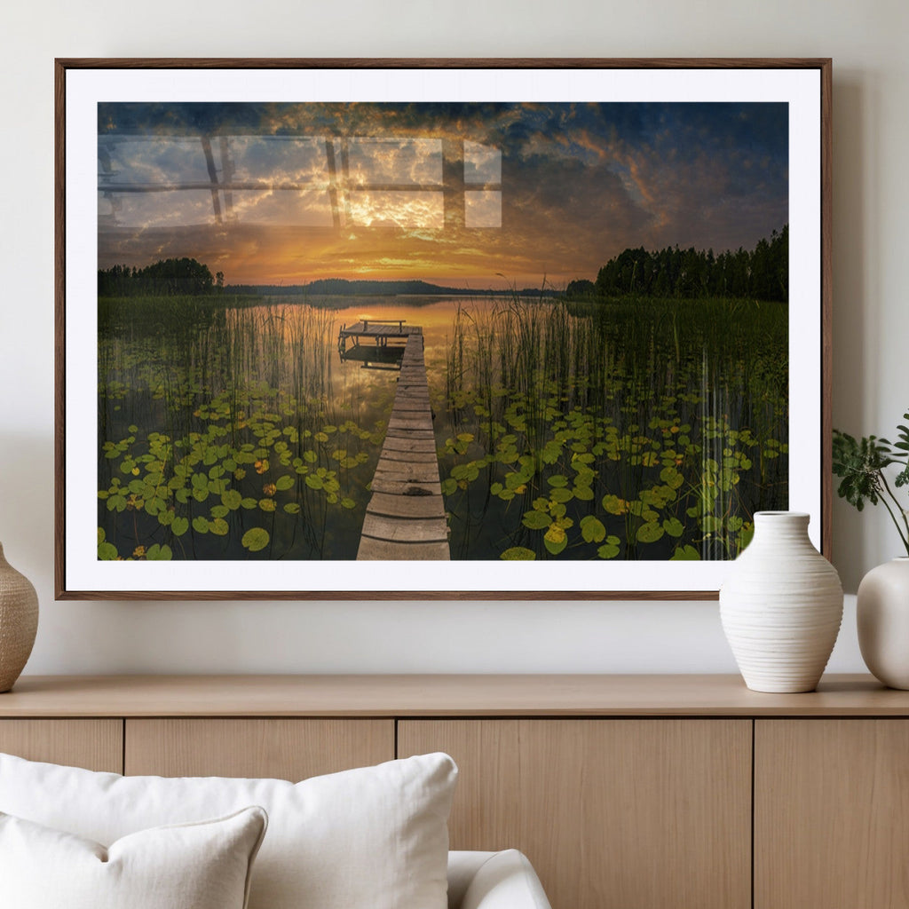 Lake and Flower Wall Art Canvas Print
