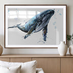 Watercolor Whale Wall Art Canvas Print
