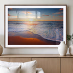 Tropical Ocean Sunset Wall Art Canvas Print, Golden Beach Horizon, Coastal Island Decor