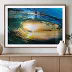 Ocean Wave at Sunset Canvas Art, Large Wall Print of Vibrant Surfing Wave