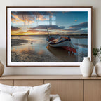 Small Boat At The Beach Sunset Wall Art, Boat Sunset Wall Art Canvas Print