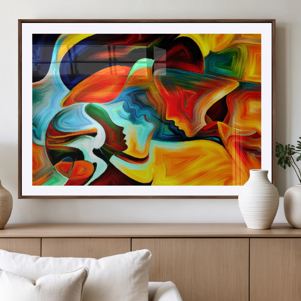 Human Love Figures Abstract Wall Art Canvas Print