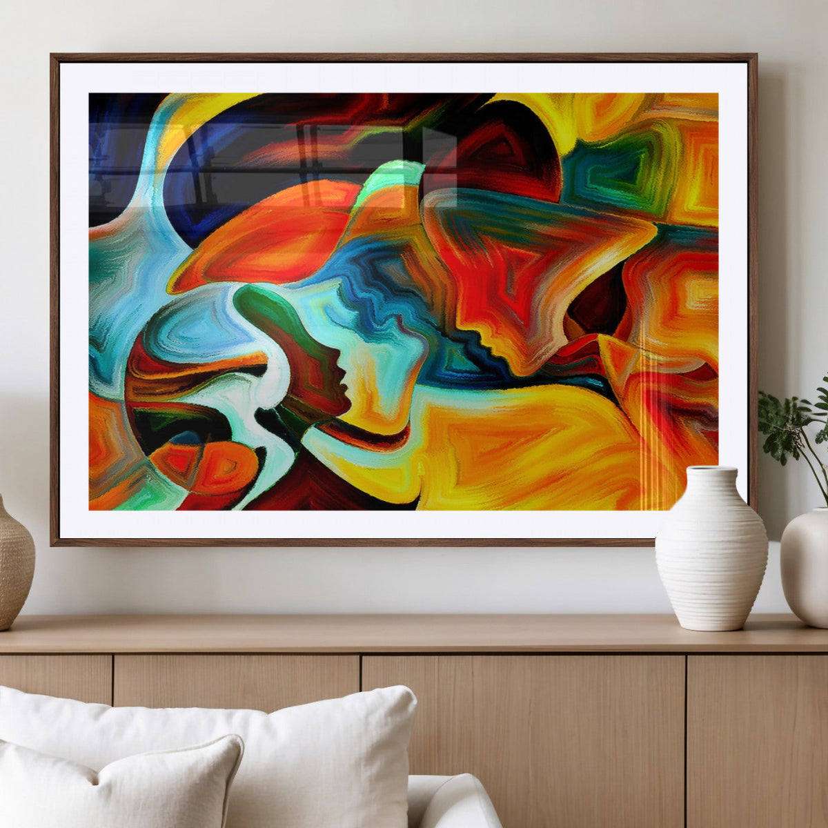 Human Love Figures Abstract Wall Art Canvas Print