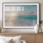 Tranquil Ocean Beach Sunset Canvas Wall Art | 3-Panel Coastal Decor