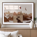 Boho Wall Art Canvas Print Set | Mid-Century Bohemian Wall Artwork, Boho Neutral