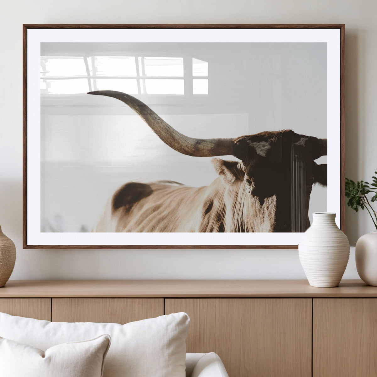Texas Longhorn Wall Art Canvas Print, 3-Panel