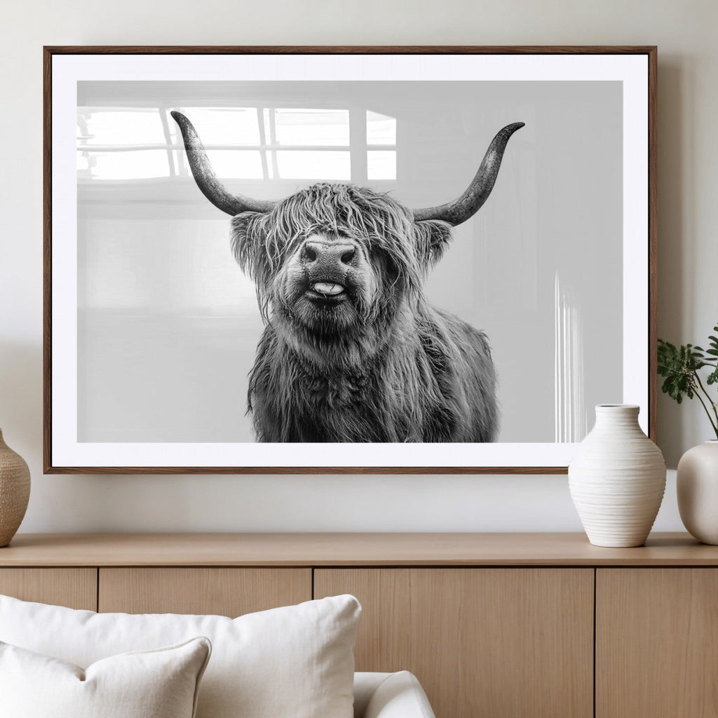 Fanny Scottish Highland Cow Cattle Art Print Farmhouse Wall Art Canvas Print