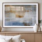 Blue Multi Panel Abstract Wall Art Canvas, Abstract Blue and Gold Canvas Print