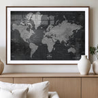 World Map Canvas Print, Detailed Map of the World Wall Art for Home or Office
