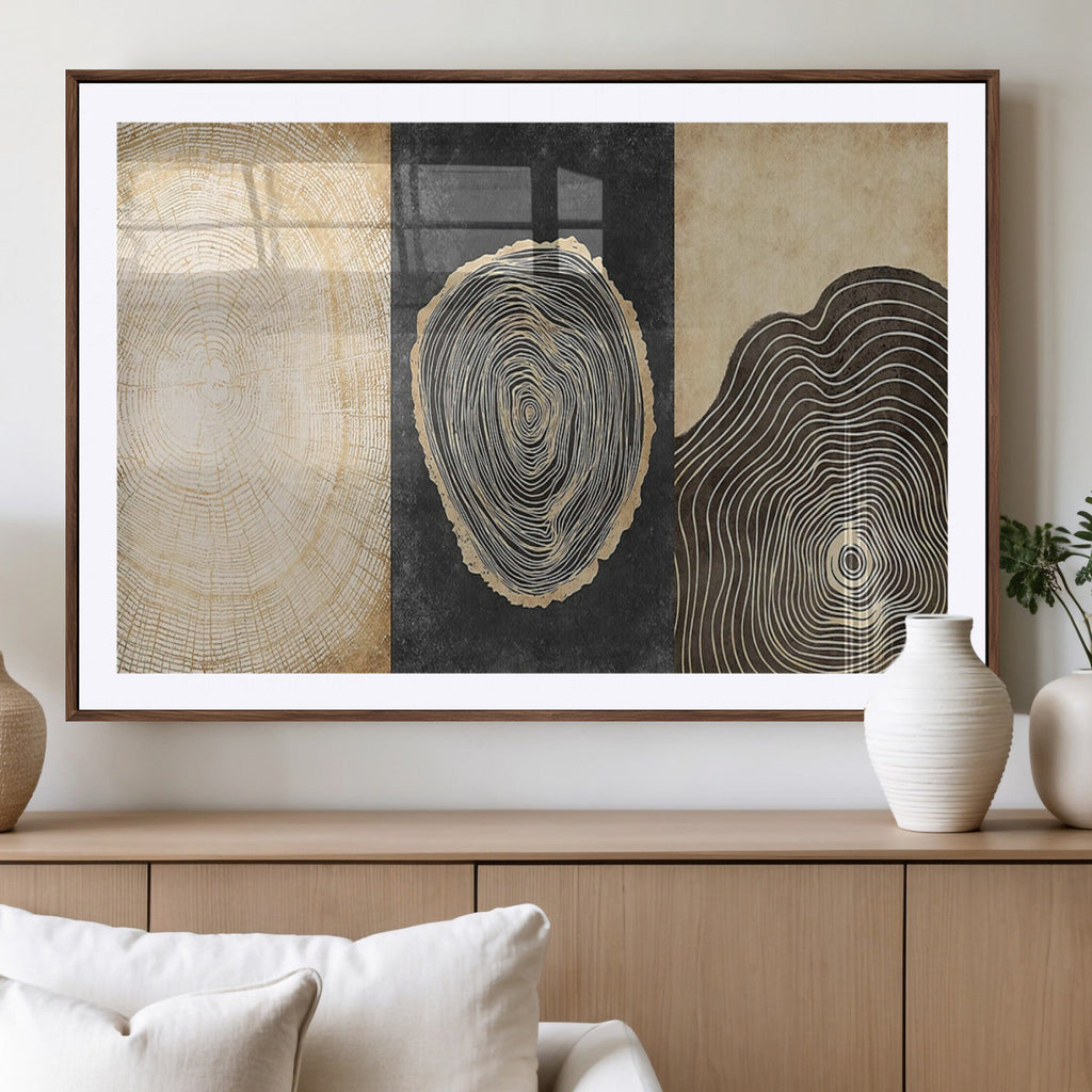 Tree Rings Canvas Wall Art Print, Minimalist Natural History in Modern Decor
