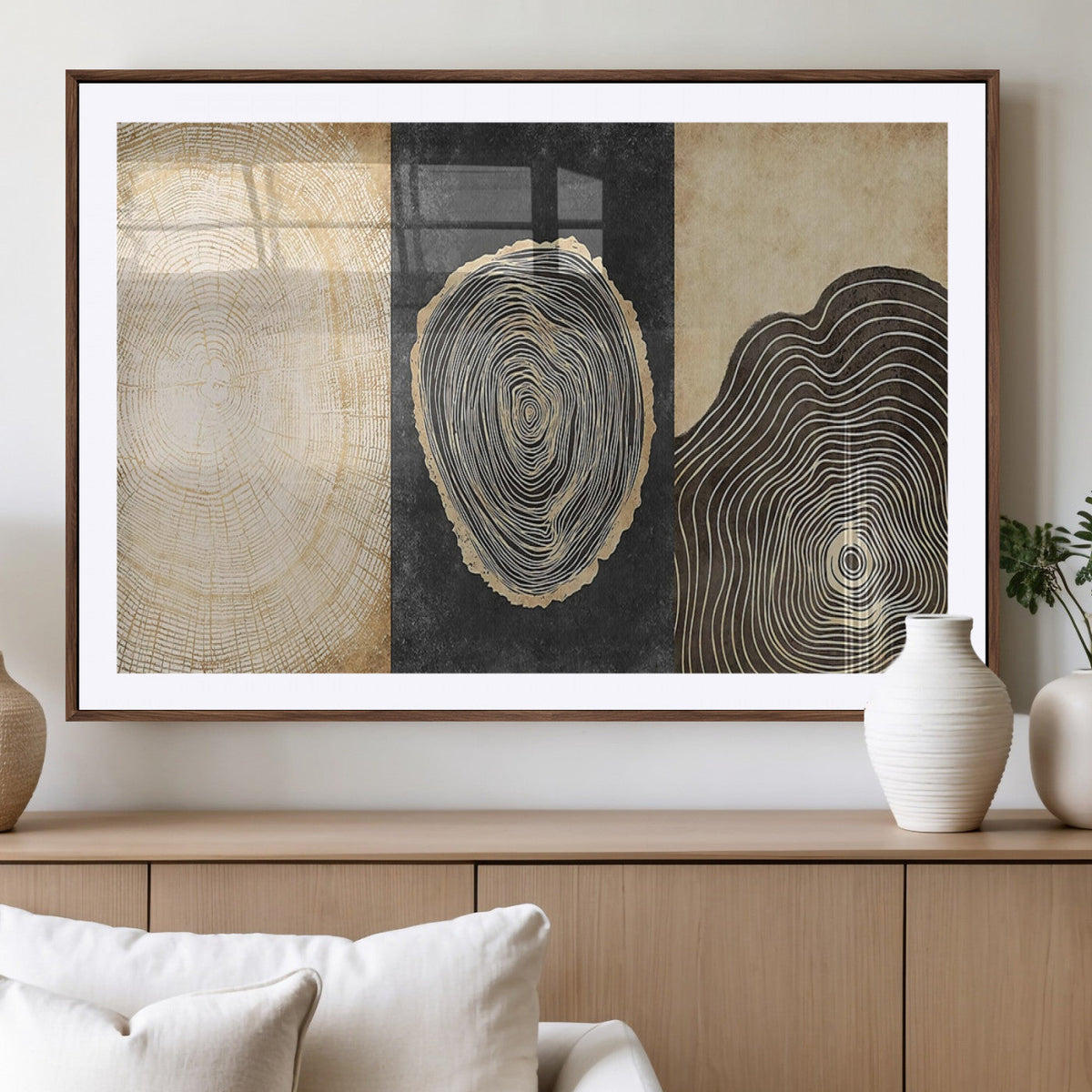 Tree Rings Canvas Wall Art Print, Minimalist Natural History in Modern Decor