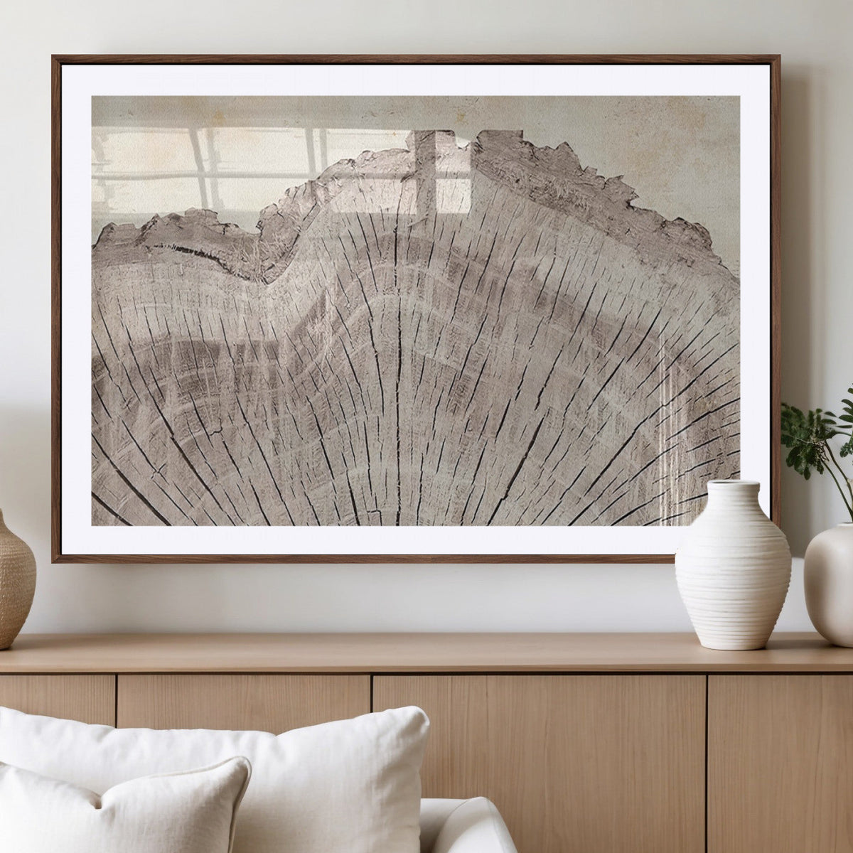 Tree Ring Wall Art Triptych, Rustic Wood Ring Canvas Print