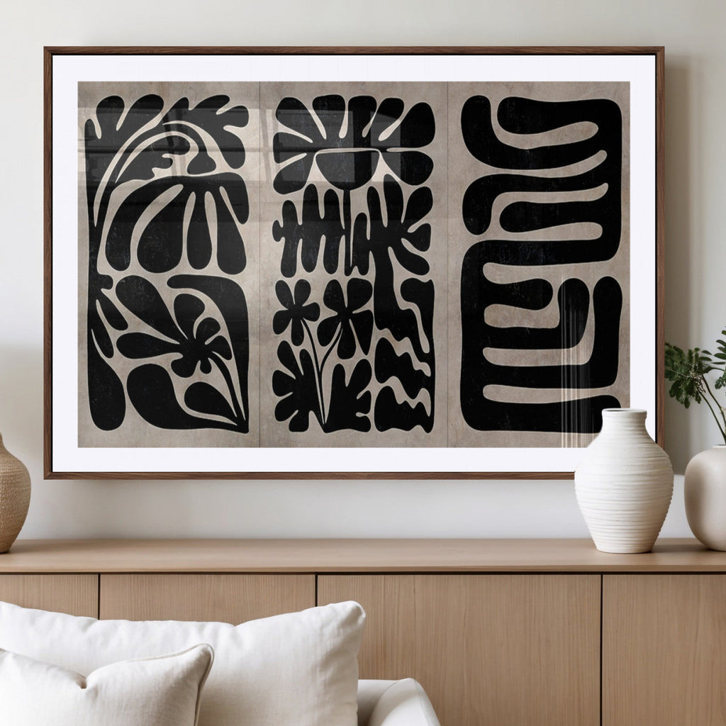 Canvas Print Wall Art Abstract Art Boho, Framed Boho Art