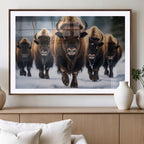 Buffalo Wall Art Canvas Print, American Bison Herd Wall Art