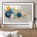 Geometric Blue Orange Abstract Wall Art Canvas, Geometric Blue Orange Canvas Print