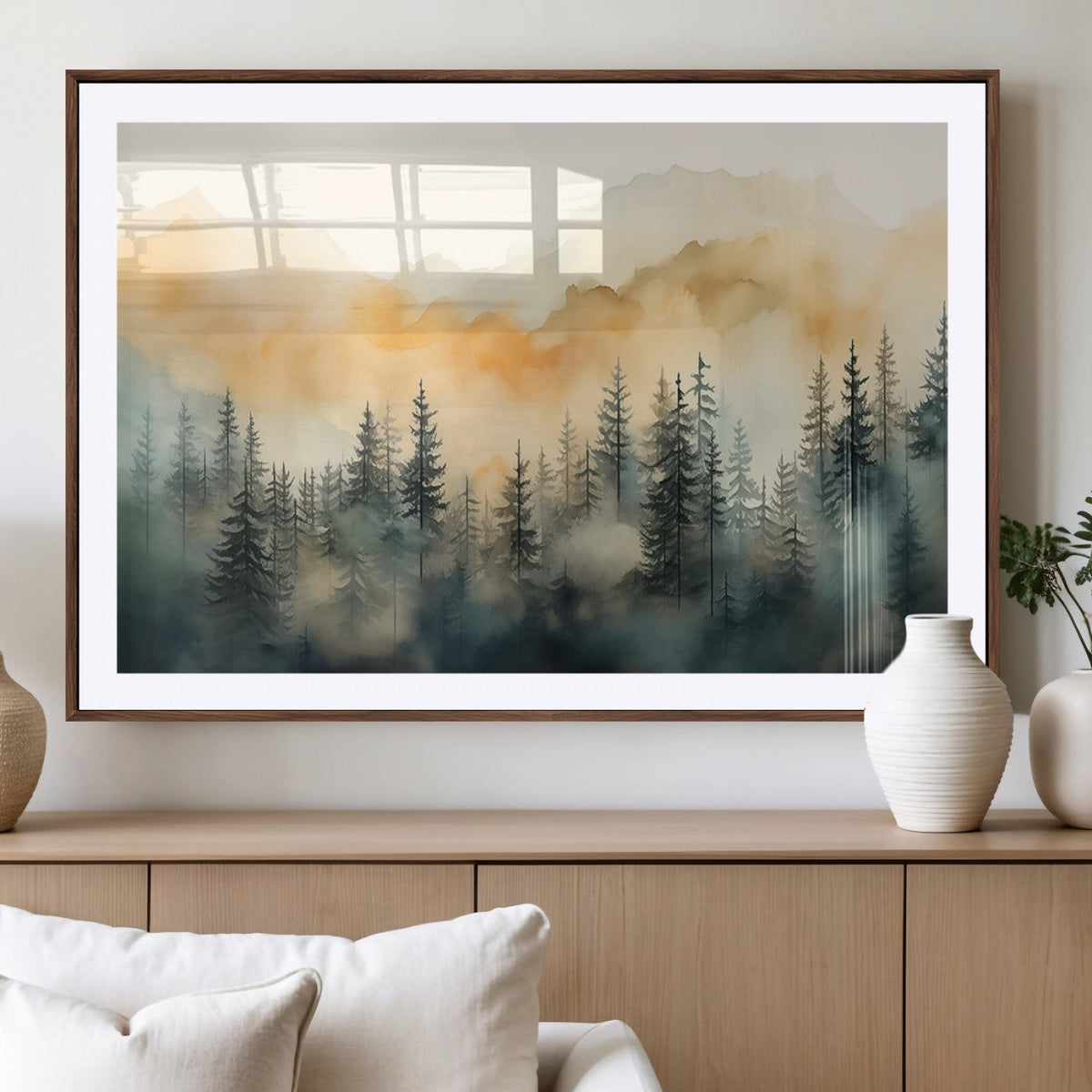 Abstract Forest Print | Mountain Wall Art | Autumn Landscape Canvas Print