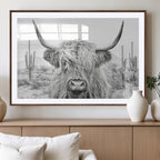 Rustic Charm, Cow Longhorn Black White Bighorn Wall Art