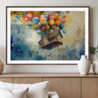 UP-Inspired Floating House with Balloons Canvas Art | Colorful Wall Decor