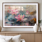 Lotus Flower Wall Art | 3 Panel Giclee Canvas Print of Pink Lotus Blossoms