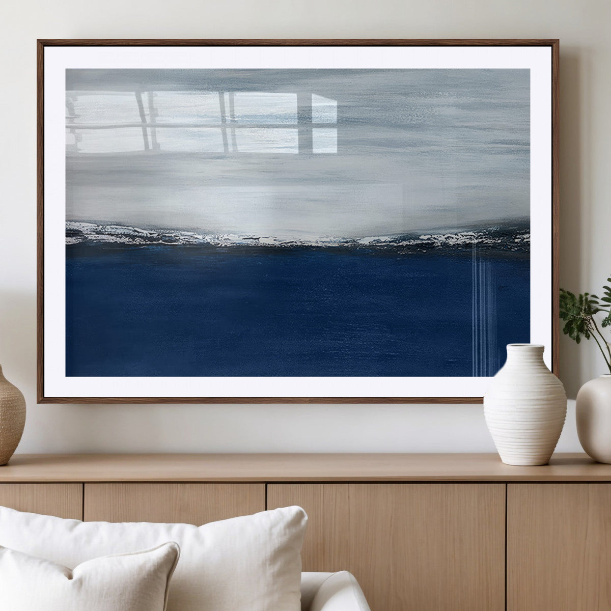 Navy Blue Abstract Wall Art Canvas Print