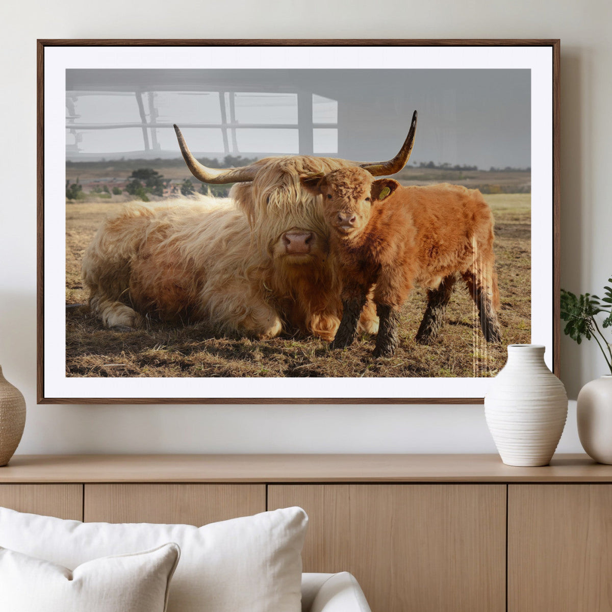 Highland Cow Canvas Wall Art Animal Print for Farm House Decor