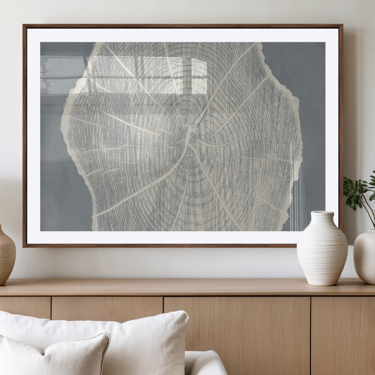 Abstract Tree Ring Wall Art Canvas Print, Framed and Ready to Hang