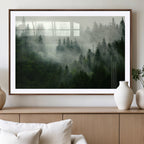Misty Forest Wall Art | Tranquil Green Woodland Canvas Print