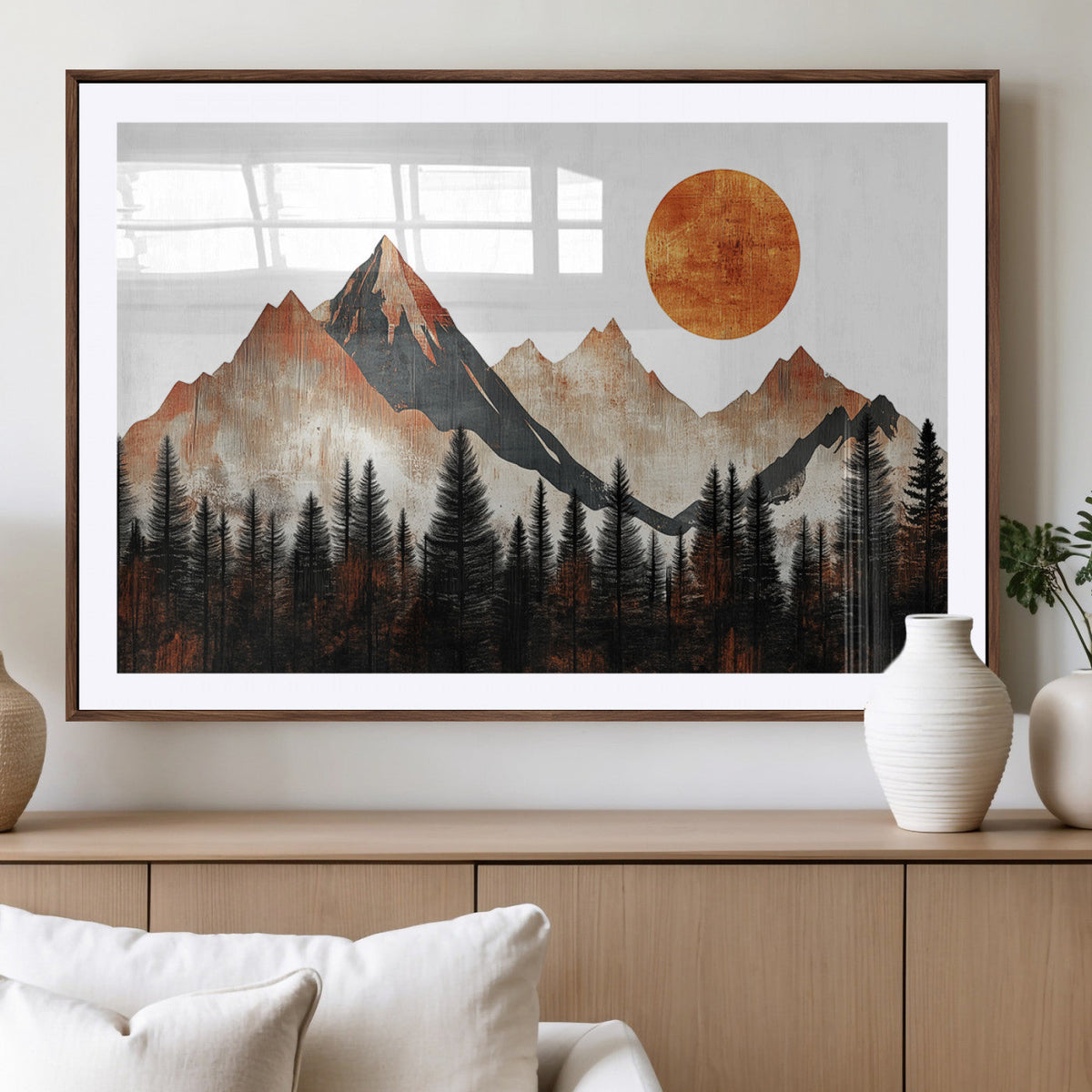 Modern Abstract Mountain Canvas Wall Art Print