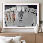 Poker Wall Art - Playing Cards Canvas Wall Art Print - Ace of Spades and Royal Flush Design