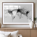 Abstract World Map Wall Art | Framed Geometric Line Canvas