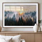 Abstract Forest Wall Art, Serene Nature Canvas Print with Misty Forest Design for Modern Home Decor