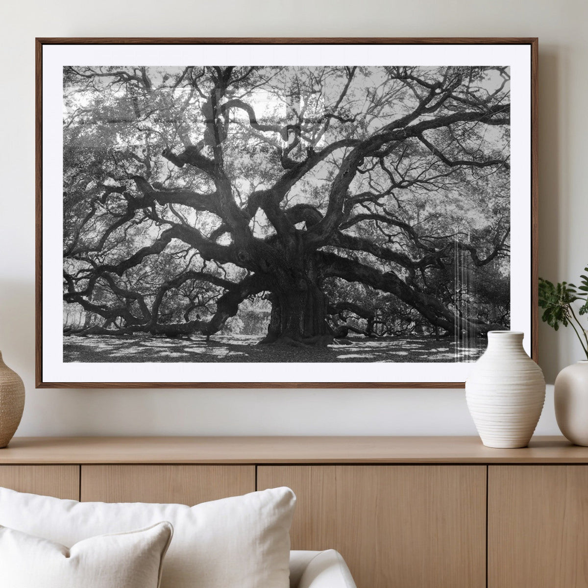 Ancient Oak Wall Art Canvas Print | Gnarled Tree with Twisted Branches